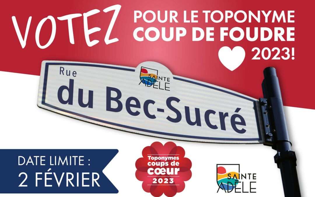 Toponymes coups de cœur 2023 : La rue du Bec-Sucré à Sainte-Adèle en lice